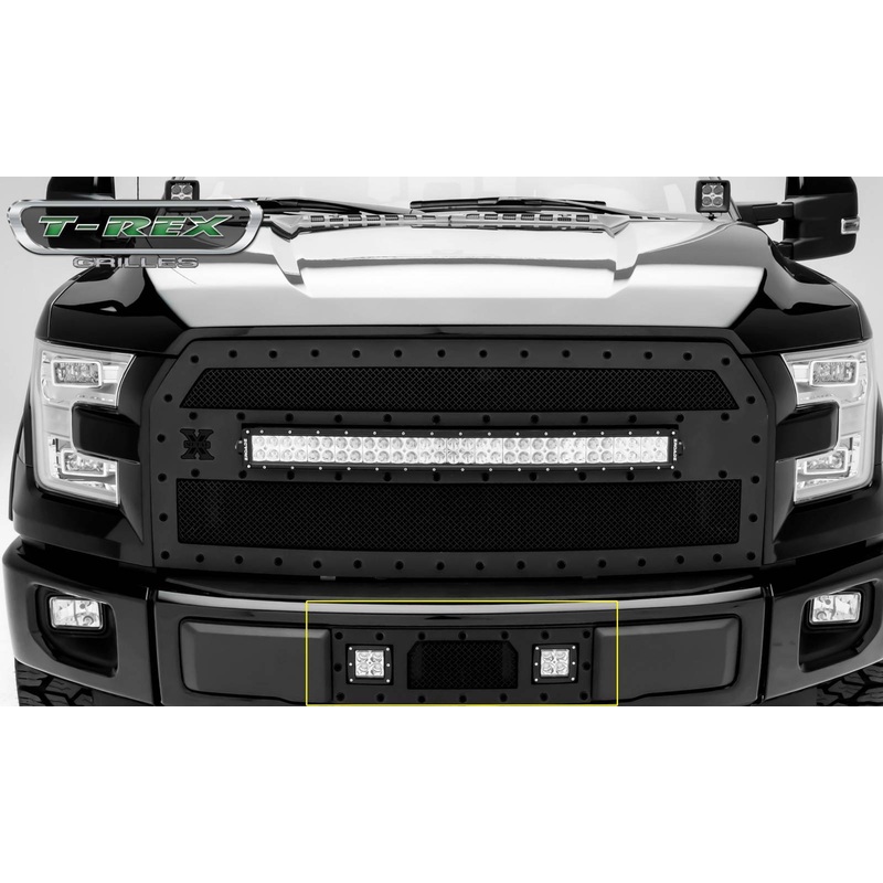 T-REX Grilles 6325731-BR Black Mild Steel Small Mesh Bumper Grille Fits 2015-2017 Ford F-150