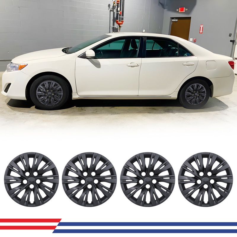 WINJET 16′ Hubcaps Wheel Rims Cover for 2012-2014 TOYOTA CAMRY – Matte Black