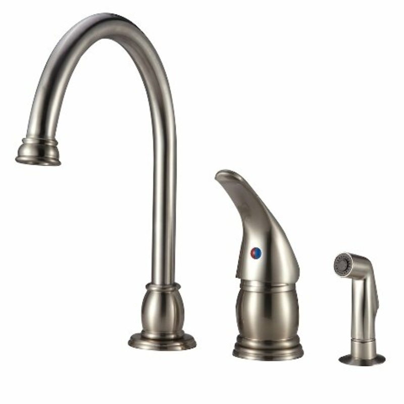 Dura Faucet DF-NMK301-SN RV Gooseneck Kitchen Sink Faucet with Matching Side Sprayer (Brushed Satin Nickel)