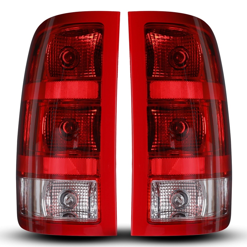 For 2007-2013 GMC Sierra 1500/2007-2010 GMC Sierra 2500 HD 3500 HD Tail Lights – Chrome/Red