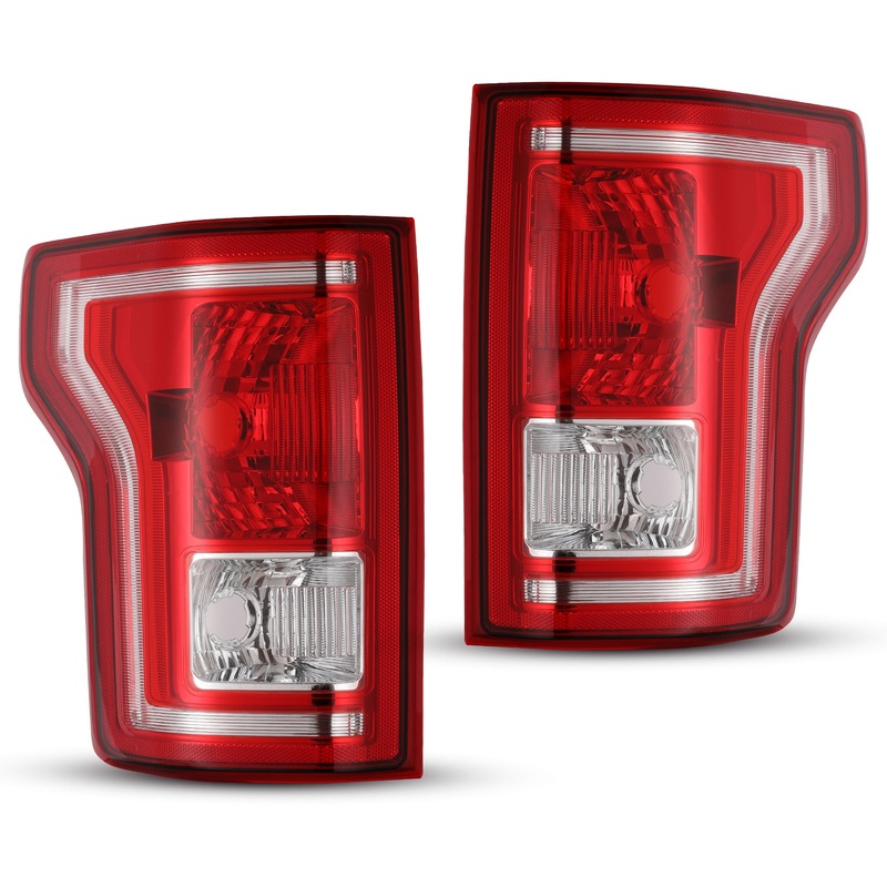For 2015-2017 Ford F-150 w/Factory Halogen Type Taillight – Chrome /Red