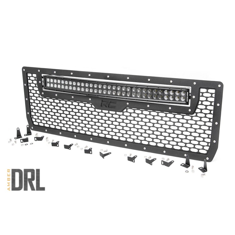Mesh Grille | 30″ Dual Row LED | Black | Amber DRL | GMC Sierra 1500 (14-15)