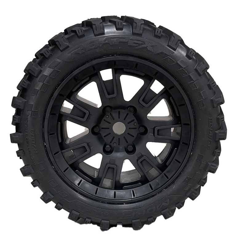 ROPR7004-K Morph Belted 8S Monster Truck Tires, Mounted on Black