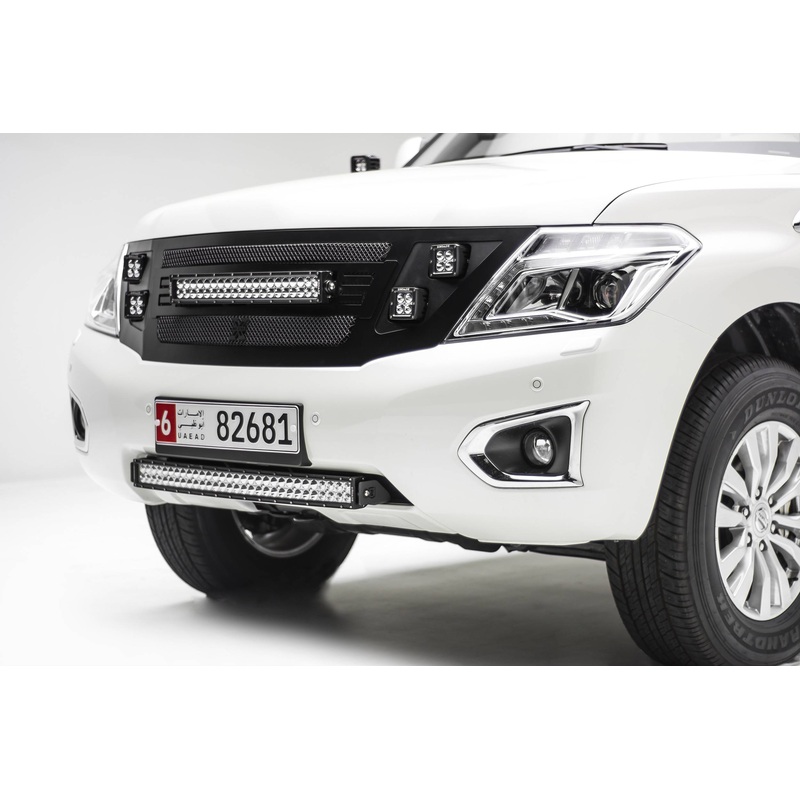 ZROADZ Z327871 Black Mild Steel Front Bumper Center LED Bracket Fits 2010-2017 Nissan Patrol Y62