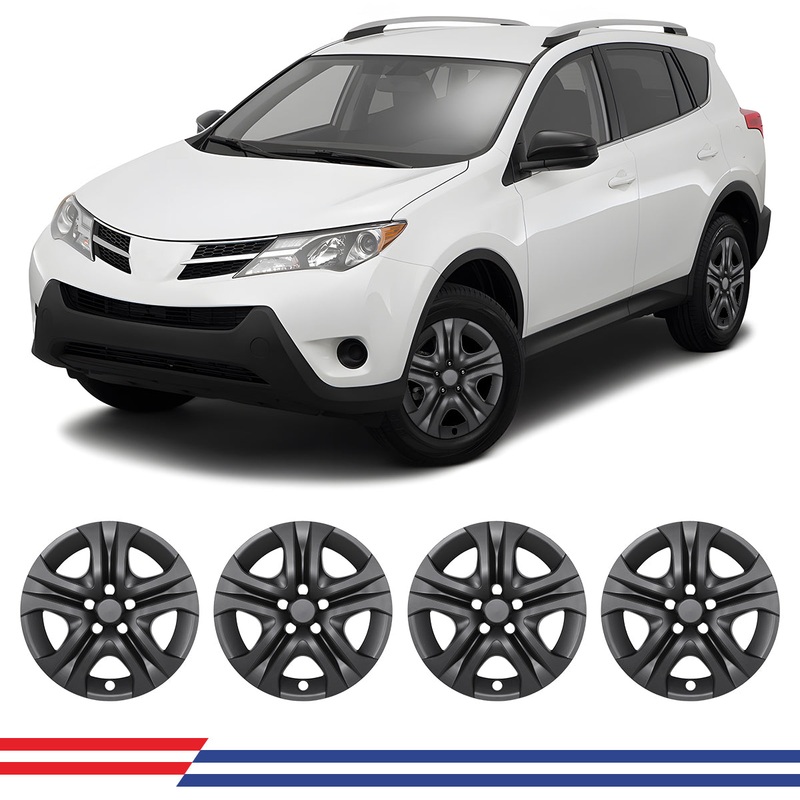 WINJET 17′ Hubcaps Wheel Rims Cover for 2013-2018 TOYOTA RAV4 – Matte Black