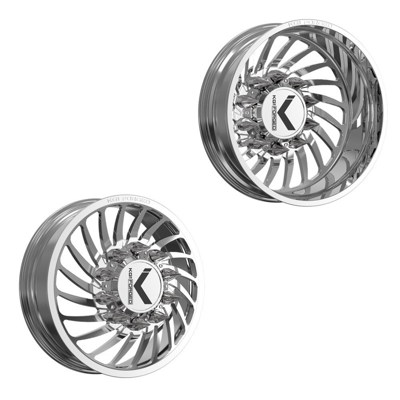 26×8.25 KG1 Forged KD023 Bender-D Polished 99-04 FORD DIRECTIONAL DUALLY Wheels 8×170 Set of 6 (Lug Nuts/Adapters Included) Fits UP to 13.50 tire