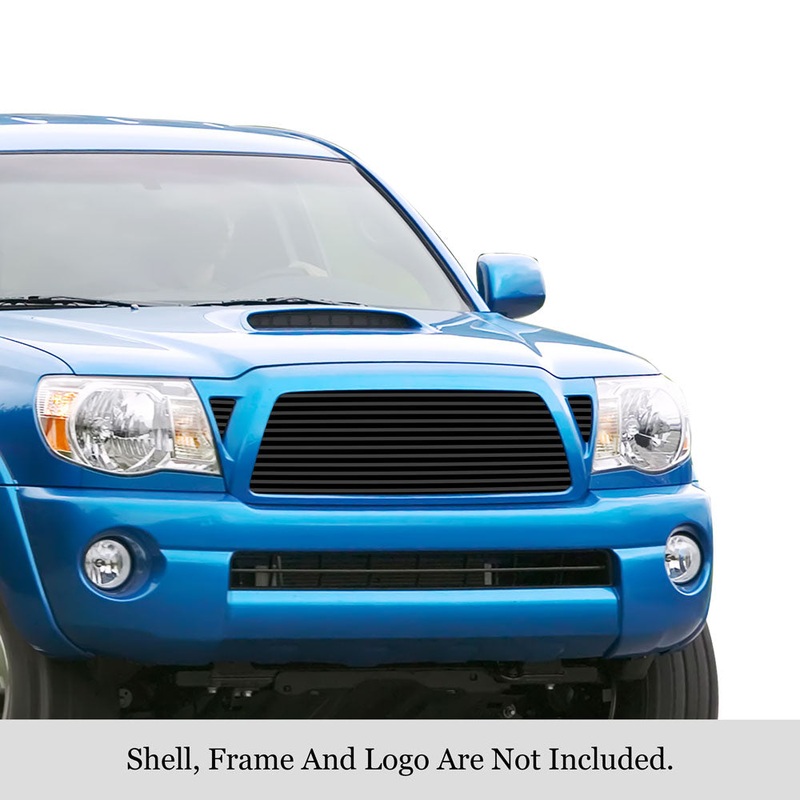 APS GR20HED60J Main Upper Black Stainless Steel Billet Grille Fits 2005-2010 Toyota Tacoma