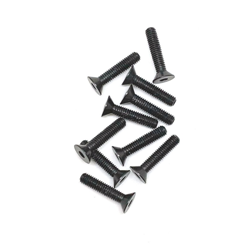 Racers Edge Aluminum Alloy Flat Head Screw 3x14mm Black (10pcs)