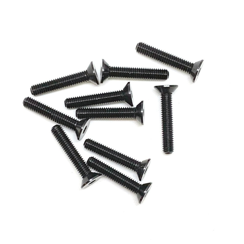 Racers Edge Aluminum Alloy Flat Head Screw 3x16mm Black (10pcs)