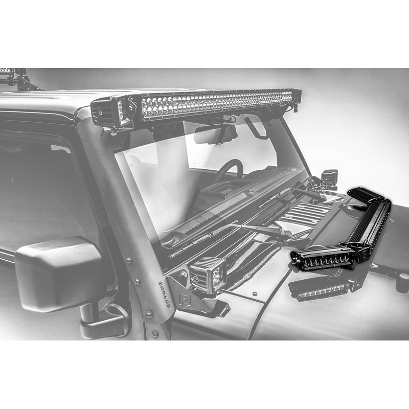 ZROADZ Z344813-KIT Black Mild Steel Hood Hinge LED Kit Fits 2007-2018 Jeep Wrangler JK Wrangler JKU