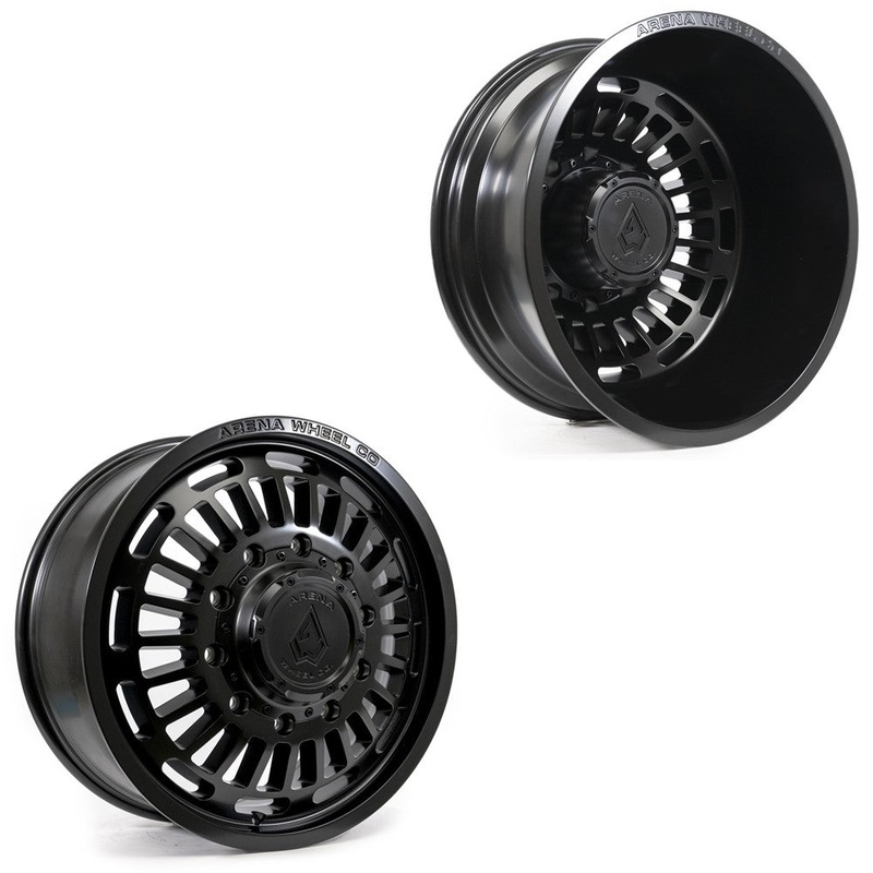 20×8.25 Arena A115 Tactic Satin Black 11-UP GM DUALLY Wheels 8×210 Set of 6 (Fits UP to 12.50 tire)