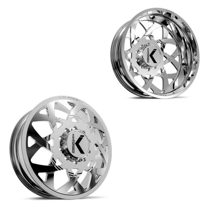 26×8.25 KG1 Forged KD008 Orbital Polished 11-UP GM DUALLY Wheels 8×210 Set of 6 (Fits UP to 12.50 tire)
