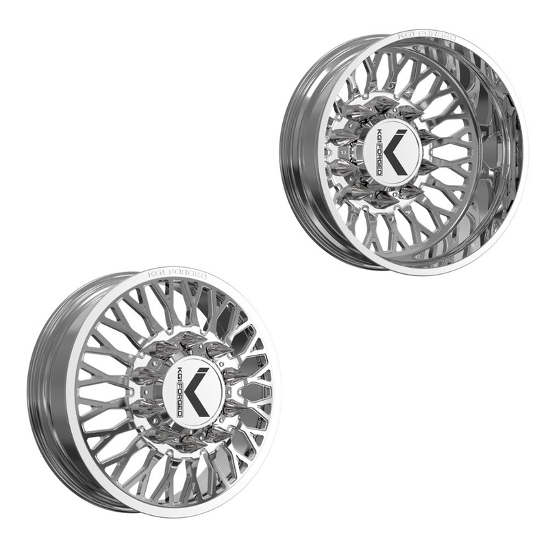 26×8.25 KG1 Forged KD049 Jacked-D Polished PRE-11 GM PRE-19 DODGE DUALLY Wheels 8×6.5 Set of 6 (Lug Nuts/Adapters Included) Fits UP to 13.50 tire