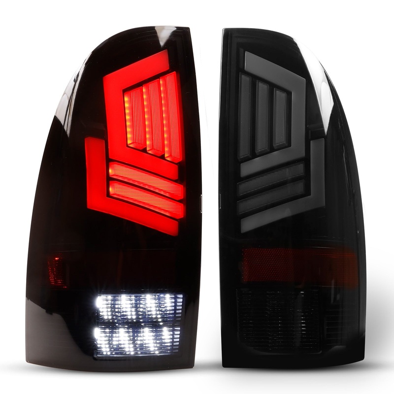 For 2005-2015 Toyota Tacoma LED Sequentail Tail Lights – Matte Black/Smoke