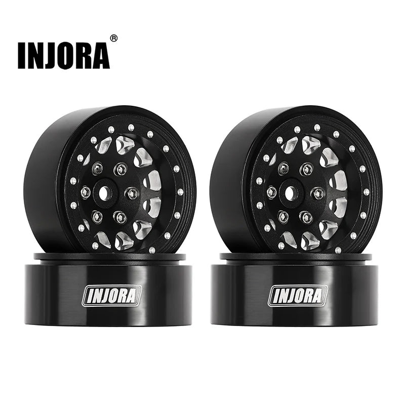 INJORA 1.3″ Aluminum Beadlock Wheels For 1/24 1/18 RC Crawler (W1301)-Black