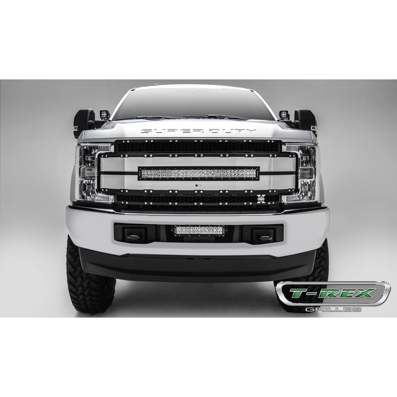 T-REX Grilles 6315493 Black Brushed Aluminum Laser Cut Pattern Grille Fits 2017-2019 Ford F-250 F-350 F-450 F-550