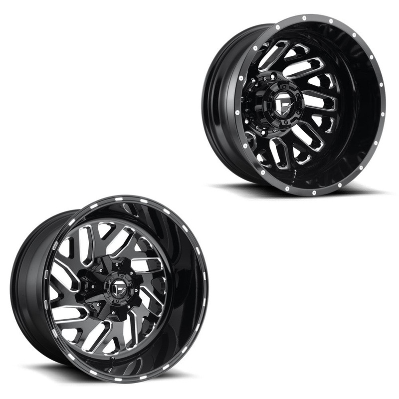20×9 Fuel D581 Triton Gloss Black Milled 19-UP DODGE DUALLY SUPER SINGLE Wheels 8 Lug Set of 6 (Fits Stock UP to 285 tire)