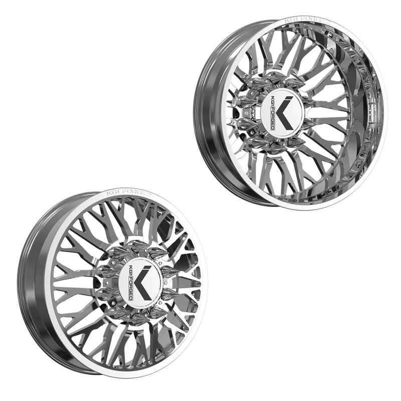 28×8.25 KG1 Forged KD081 Buckler Polished  DUALLY Wheels 10×285 Set of 6 (Lug Nuts/Adapters Included) Fits up to 13.50 tire