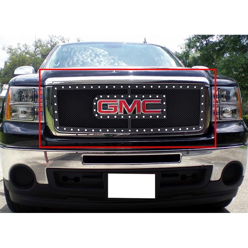 APS GR07LFD74H Main Upper Rivet Grille Fits 2007-2013 GMC Sierra 1500