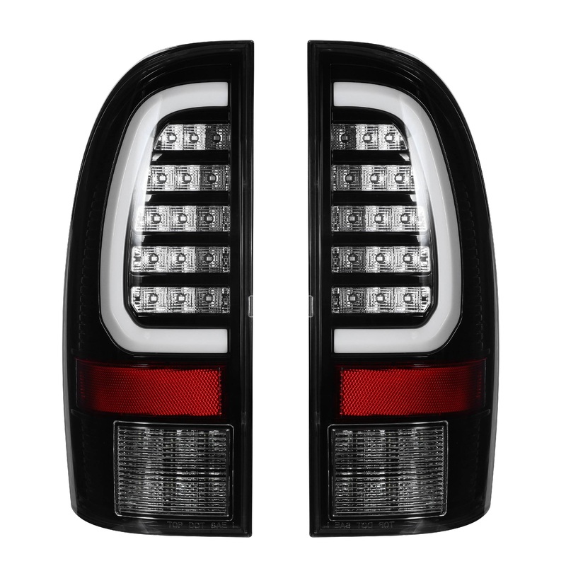 For 2005-2015 Toyota Tacoma LED Tail Lights – Glossy Black/ Clear