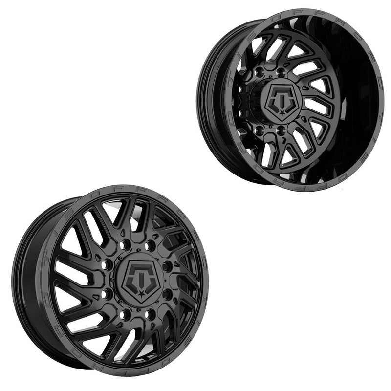 20×8.25 TIS 544B Gloss Black 11-UP GM DUALLY Wheels 8×210 Set of 6 (Fits UP to 12.50 tire)