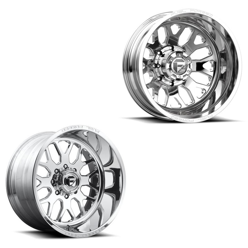 22×12 Fuel Forged FF19D Polished PRE-19 DODGE DUALLY SUPER SINGLE Wheels 8 Lug Set of 6 (Fits UP to 13.50 tire)