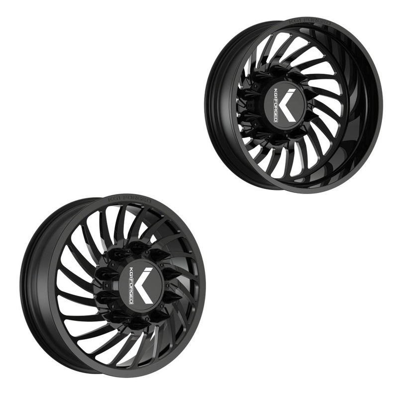 22×8.25 KG1 Forged KD023 Bender Gloss Black  DIRECTIONAL DUALLY Wheels 10×285 Set of 6 (Lug Nuts/Adapters Included) Fits up to 13.50 tire