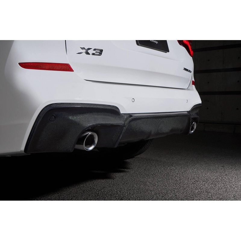 3DDesign Carbon Fibre Rear Diffuser for BMW X3 Pre-LCI (2018-2021, G01) Dual Exhaust Tips