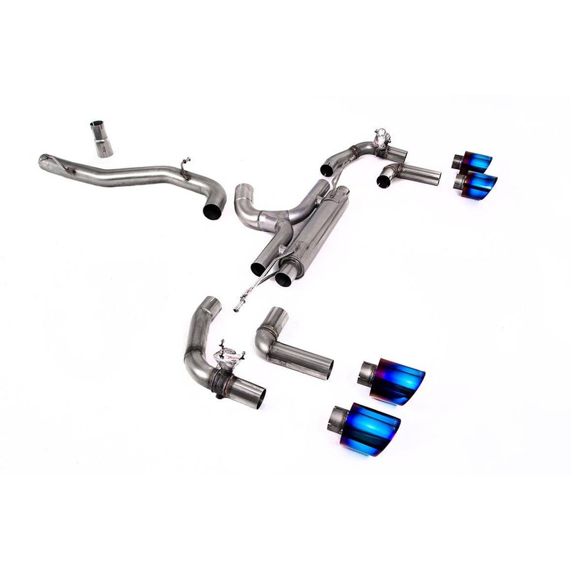 VW Golf Mk8 R Particulate Filter-Back Exhaust System by Milltek (2021+) Brushed Titanium Race (Loudest)