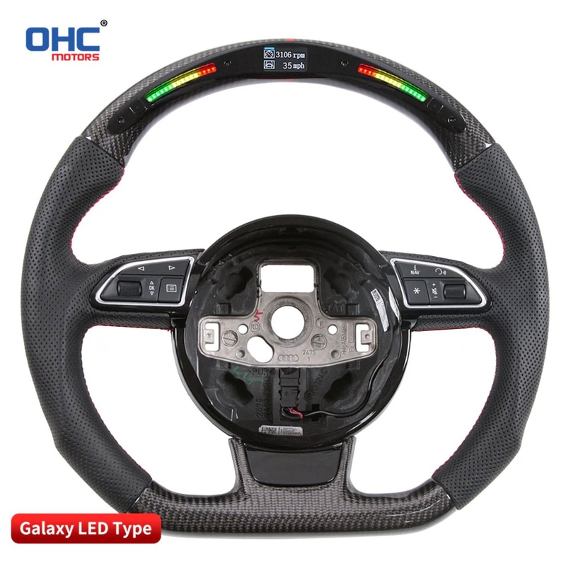 Audi A1 & S1 Carbon Fibre & Galaxy LED Steering Wheel by OHC (2014-2018) Audi A1 / S1 (Rounded Steering Wheel) Alcantara Custom (please confirm in notes at checkout)
