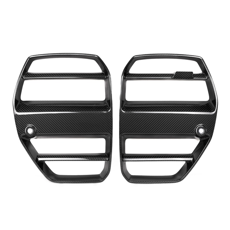 BMW G80 G81 M3 & G82 G83 M4 Pre-Preg Carbon Fibre GT Front Kidney Grilles by TRE (2021+) Without Active Cruise Control Option