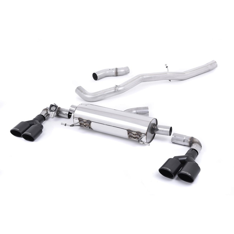 Audi S1 Cat-Back Exhaust System by Milltek Sport (2014-2018) Quad Cerakote Black Oval Tips Resonated