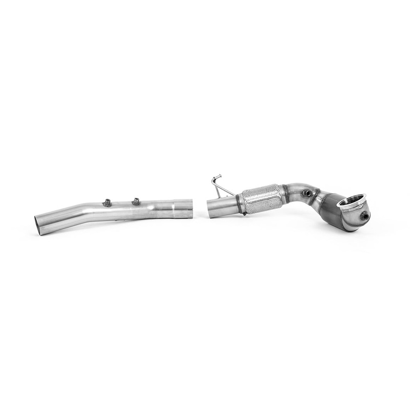 VW Golf Mk8 GTI & Mk8.5 Large Bore Downpipe and Hi-Flow Sports Cat by Milltek (2019+) 94mm / 3.7inch ID Turbo Outlet to 80mm / 3.15inch Downpipe with Decat/OPF Bypass – Fits with Milltek OPF/GPF Back System Only