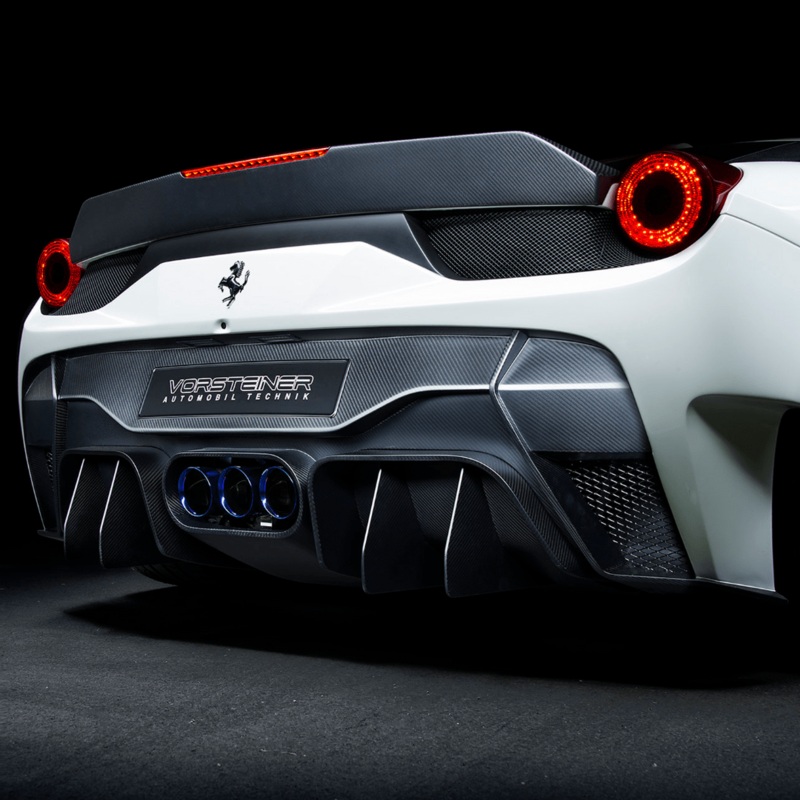 Ferrari 458 Italia VX Aero Rear Bumper w/ Rear Diffuser (incl. Exhaust Tips) Carbon Fiber PP 1×1 Glossy