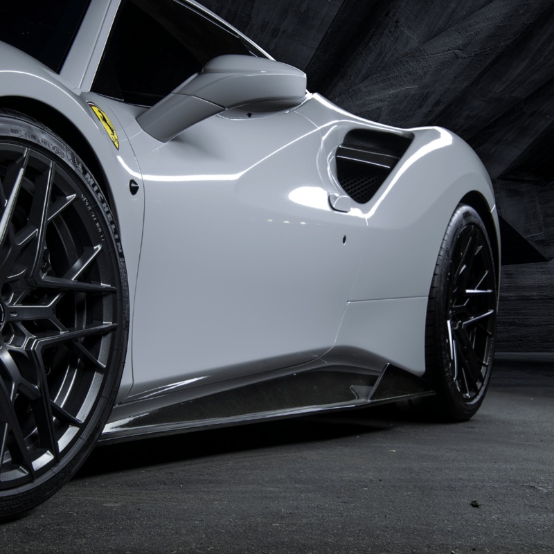 Ferrari 488 Diavolo Carbon Fiber Sideskirts by Vorsteiner Carbon Fiber PP 1×1 Glossy