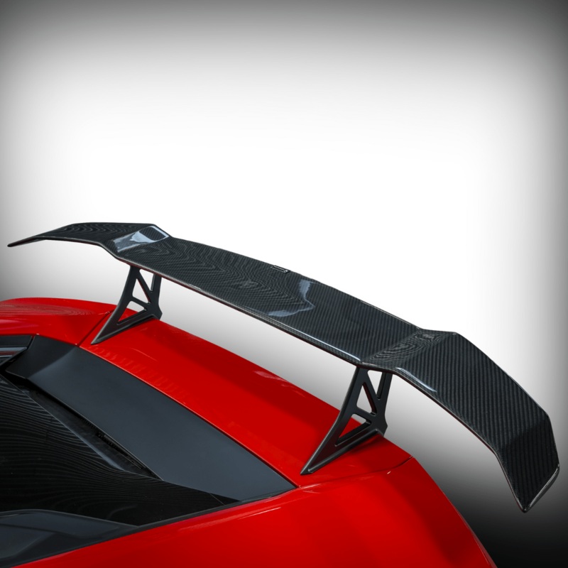 Lamborghini Huracan Novara Edizione Aero Wing Blade w/ Aluminum Uprights Carbon Fiber PP 2×2 Glossy & Aluminum