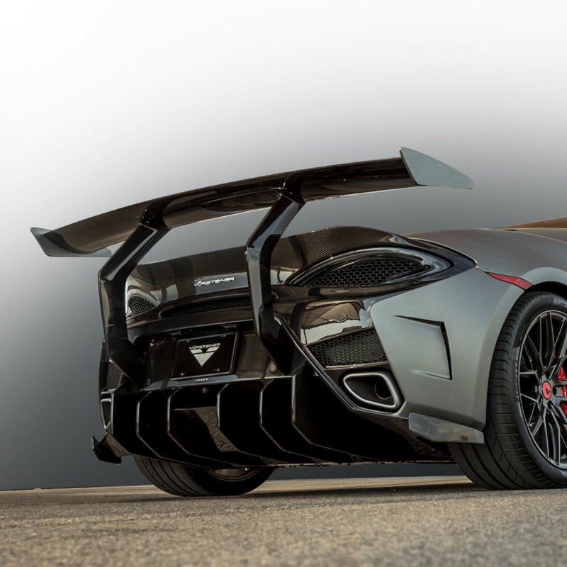 McLaren 570S VX Aero Rear Bumper w/ Rear Diffuser Carbon Fiber PP 2×2 Glossy