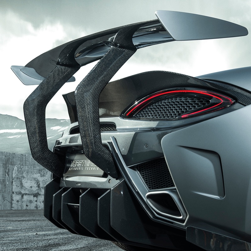 Mclaren 570S VX Aero Wing Blade Carbon Fiber w/ Carbon Fiber Uprights by Vorsteiner Carbon Fiber PP 2×2 Glossy