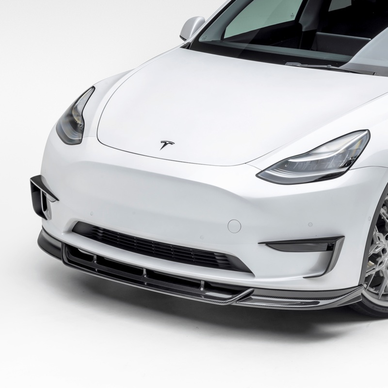 Tesla Model Y Aero Front Spoiler by Vorsteiner Carbon Fiber PP 2X2 Glossy