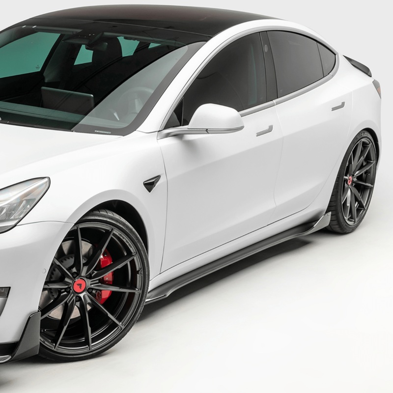 Tesla Model 3 Volta Aero Side Skirt by Vorsteiner Carbon Fiber PP 2X2 Glossy