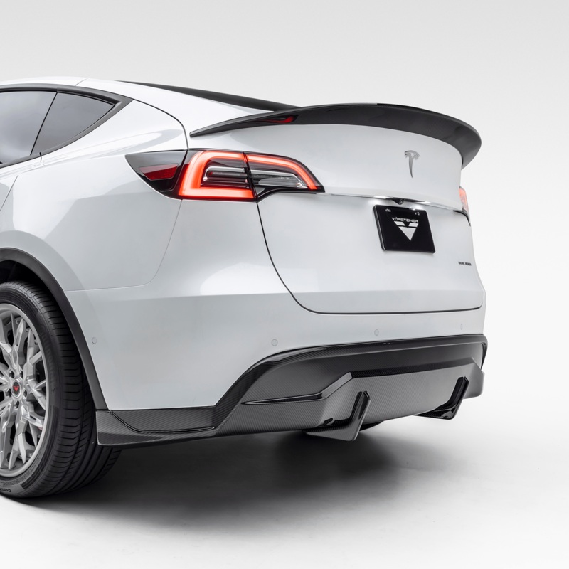 Tesla Model Y Aero Rear Diffuser by Vorsteiner Carbon Fiber PP 2X2 Glossy