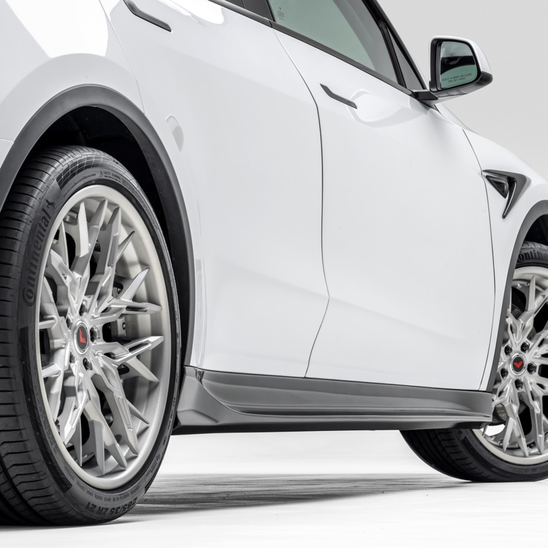 Tesla Model Y Aero Side Skirts by Vorsteiner Carbon Fiber PP 2X2 Glossy