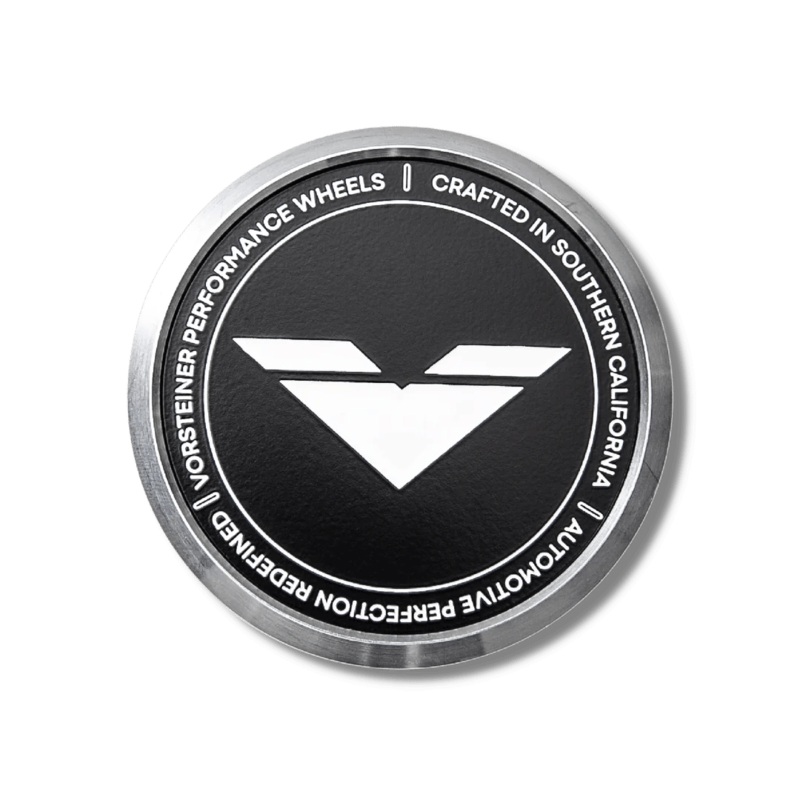 Vorsteiner Aluminium Centre Caps – Black with White Logo