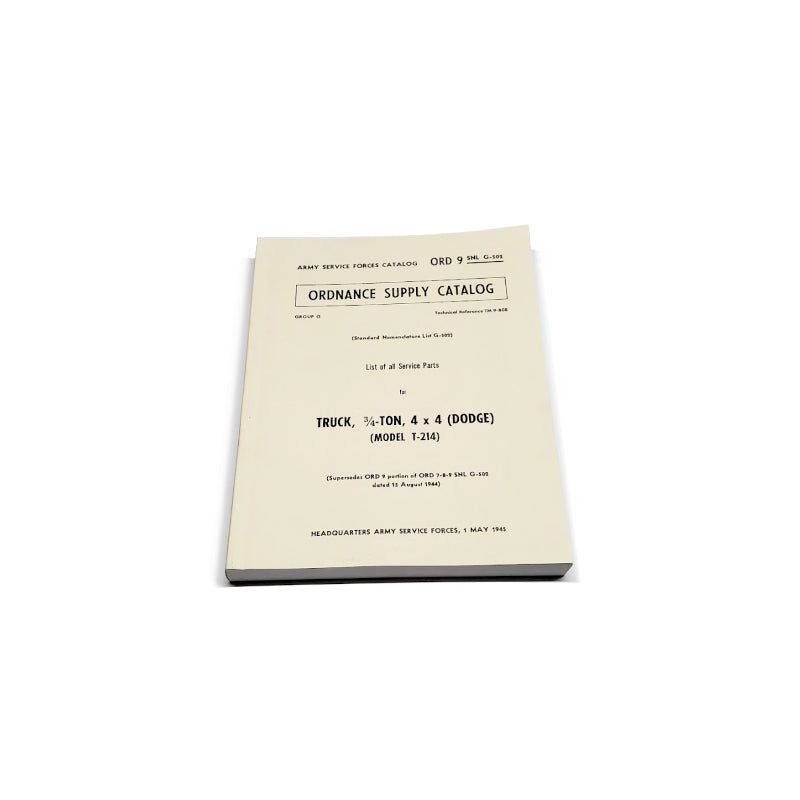 New Ord 9 SNL G-502 List of all Service Parts for 3/4 Ton, 4×4 – Model T-214 (May 1945) – RBK-355