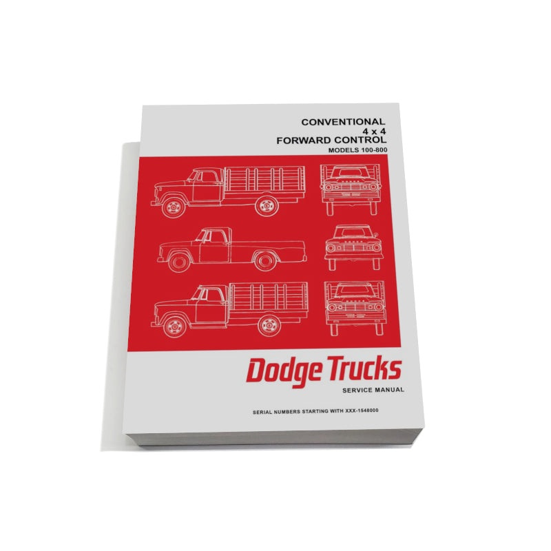 New 1966 Dodge Trucks Service Manual – Models 100-800 Conventional, 4×4, Forward Control – RBK-508