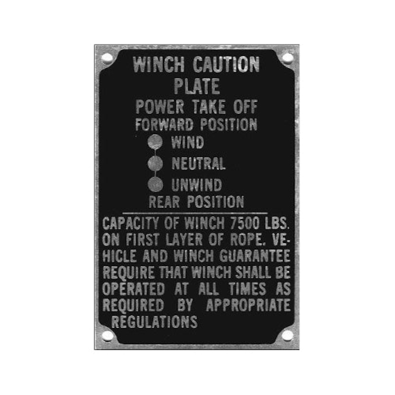 Data Plate #29 – CC1270662 – M37 Winch Caution Plate