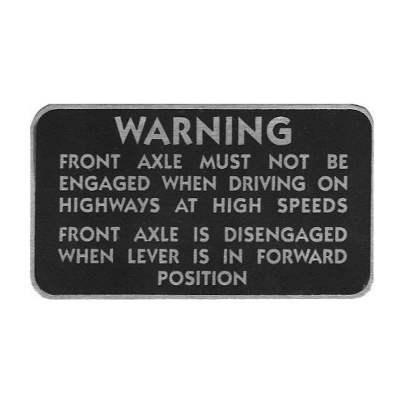 Data Plate #32 – WM300 Front Axle Warning (peel & stick)
