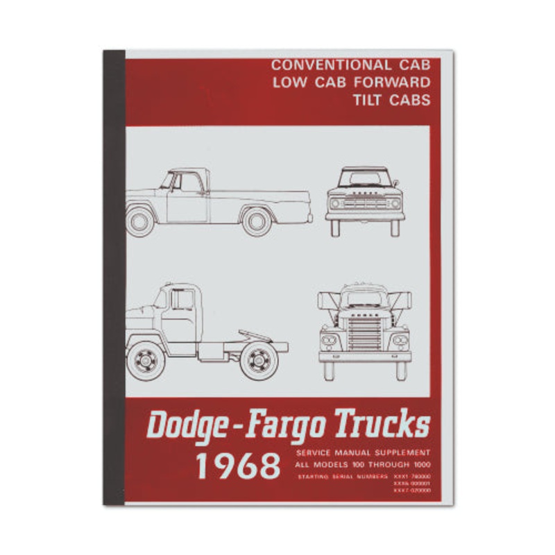 New 1968 Service Manual Supplement  –  Dodge-Fargo Trucks 100-1000 models – RBK-510