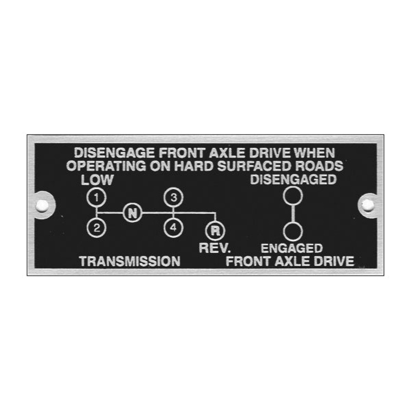 New Data Plate #03 – 1-Speed Transfer Case, WWII WC 1/2 & 3/4 Ton