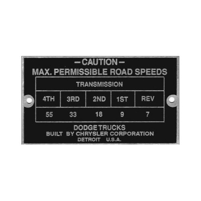 New Data Plate #04 – WWII WC 1/2 & 3/4 Ton Road Speed